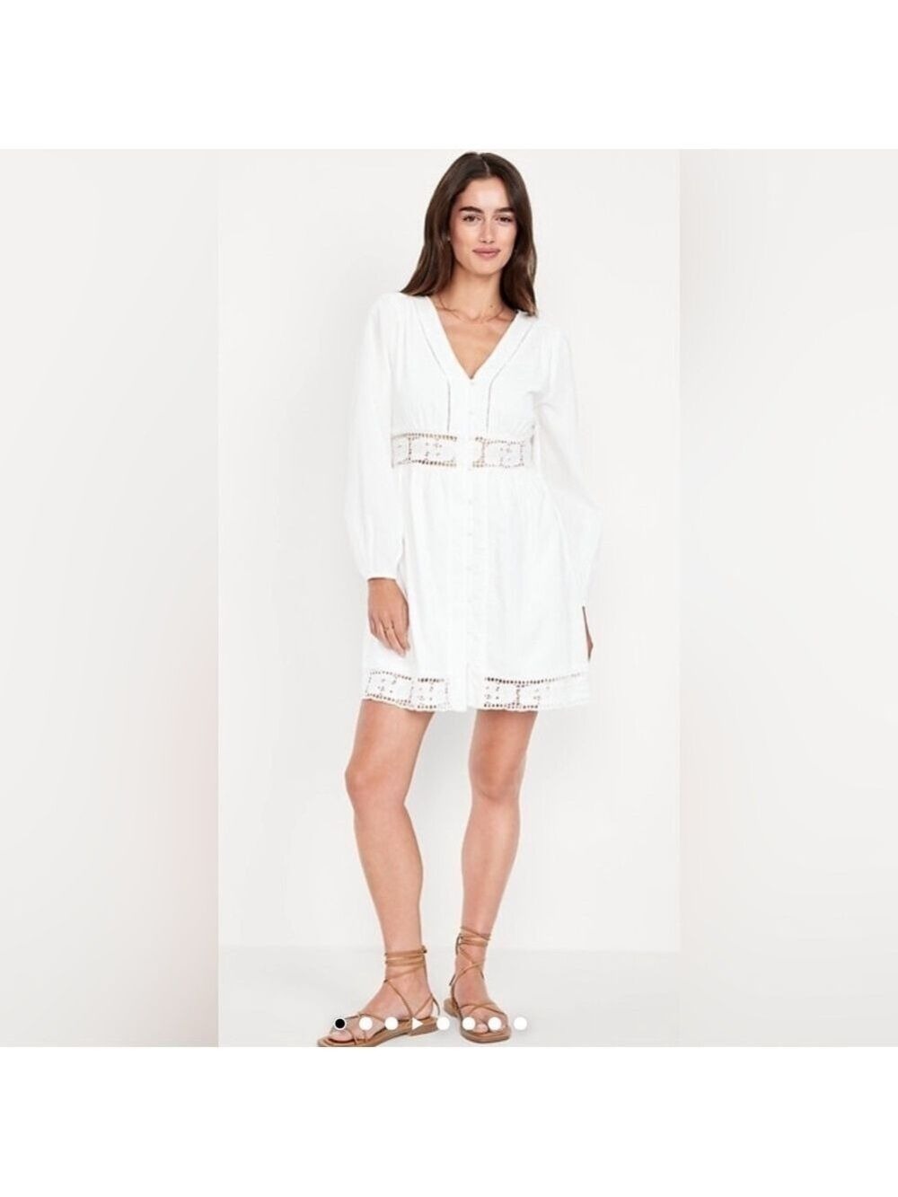 Old Navy Waist-Defined Cutwork Eyelet Lace Design Romantic Beachy Mini Dress LT